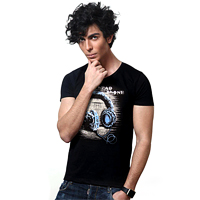 فروش ویژه تی شرت مردانه طرح هدفون (مشکی)