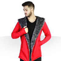 فروش ویژه هودی خزدار مردانه Red