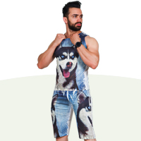 فروش ویژه ست رکابی و شلوارک مردانه Siberian Husky